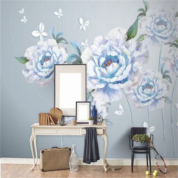 

wallpapers nordic style 3d simple non-woven wall paper blue wallpaper for living room luxury sticker