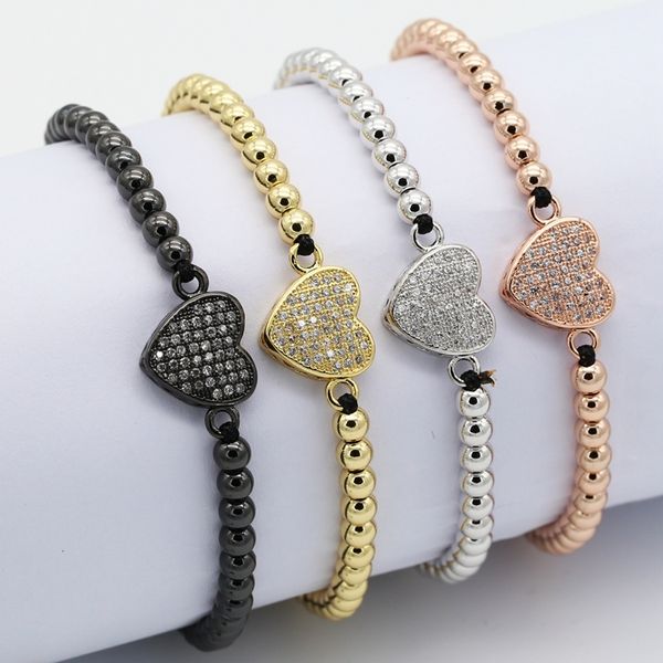 

trendy new heart bracelet for men adjustable braided macrame beaded women bracelet jewelry, Black
