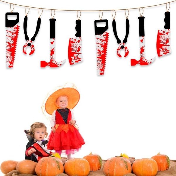 

party decoration 2021 8/12 pcs festival hanging garland for halloween scary bloody body props banner haunted house dropship