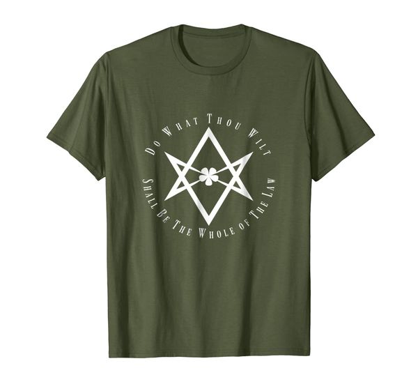 

unicursal hexagram (thelema symbol) t-shirt, White;black