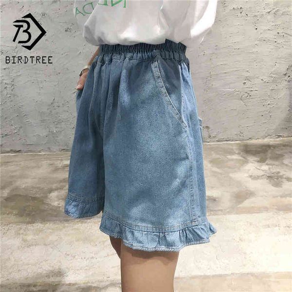 

plus size 5xl summer women's denim shorts high waist with pockets straight leg blue casual bottoms b85102x 210419