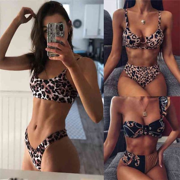 

leopard bikinis micro bikini set push up thong biquini high cut swimwear women mini swimsuit female bathing suit 210629, White;black