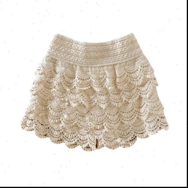 

summer women shorts fashion womens sweet style lace crochet elastic waist slim short pants drop good quality, White;black
