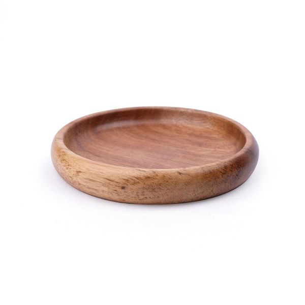

acacia wood disc tray tea insulated round flat plate el tableware dinner set plates and dishes &
