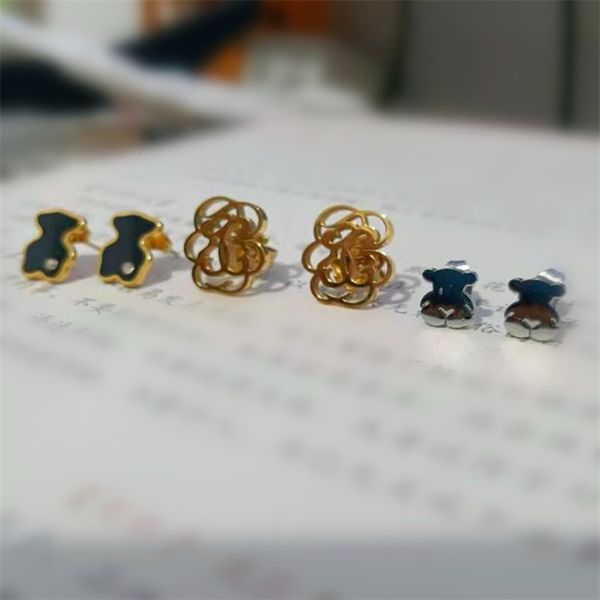 

steel stainless fashion lovely for women tiny pink flowers study earrings animal jewelry, Golden