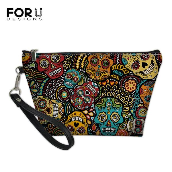 

women mini cosmetic bags fashion 3d sugar skulls printed ladies toiletry portable travel organizer pouchs mujer & cases