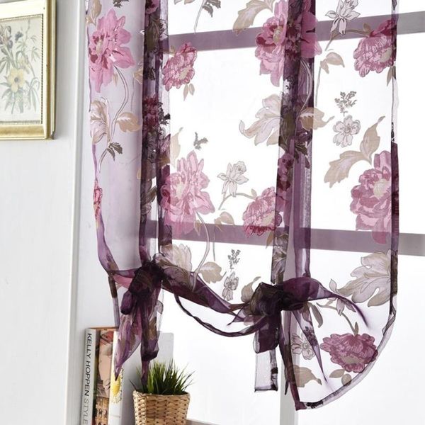

practical curtains in the living room flower roman tulle curtain divider home transparent sheer window drape & drapes
