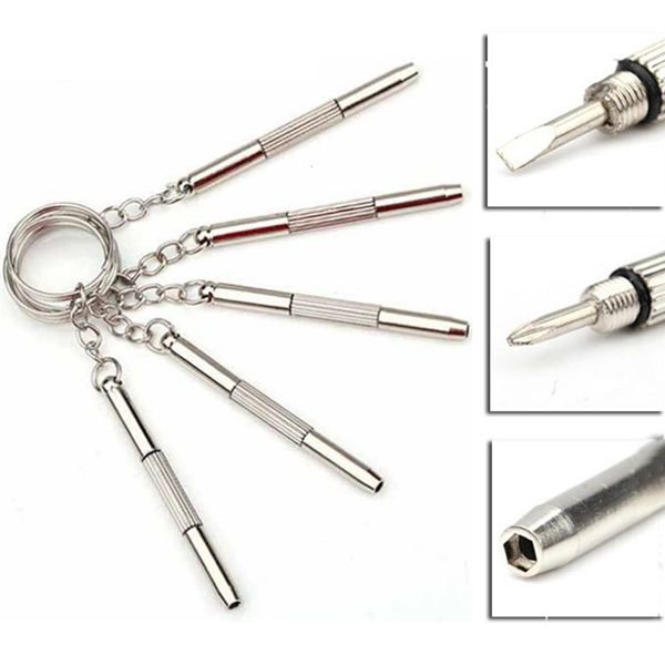 

new fashion multifunctional outdoor combination tool screwdriver portable mini utility pocket multi tool keychain key ring clasp, Silver