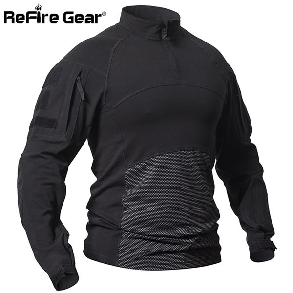 

refire gear military tactical shirt men camouflage army long sleeve t multicam cotton combat s camo paintball t- 210716, White;black