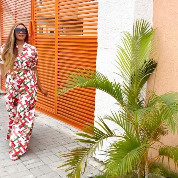 

two piece set africa clothes african dashiki fashion flowers suit trousers super elastic pants party for women outfits ethnic clothing, Red