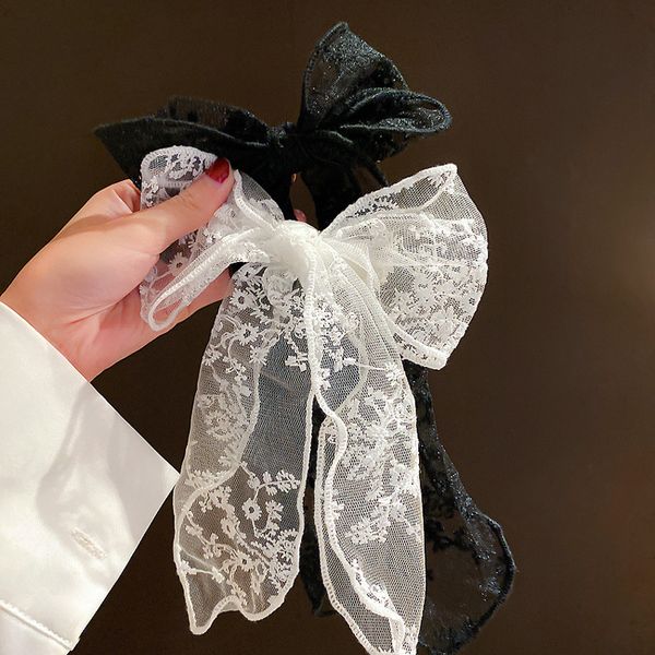 

south designer east gate temperament lace bow ponytail clip net red new simple headdress fashion hairpin hairdress, Golden;silver