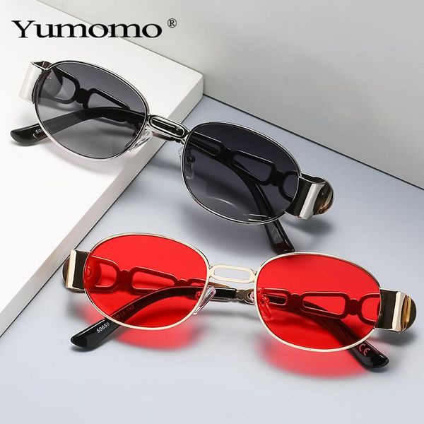 

sunglasses metal frame oval steampunk women men 2021 fashion round sun glasses brand design vintage uv400 eyewear oculos, White;black