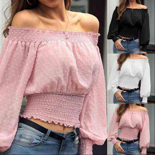 

womens blouses women blouse off shoulder long sleeve shirts fashion elegant casual loose femenina blusa, White