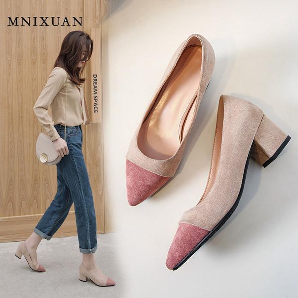 

elegant ladies party dress pumps size 32 spring 2021 autumn pointed toe slip on women high heels pink wedding shoes, Black