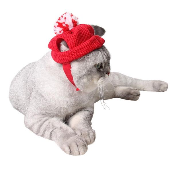 

cat costumes winter warm cap with ears for cats christmas wool hat small dogs funny accessories puppy year products pet supplies