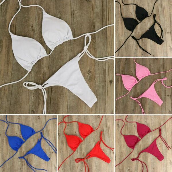 

summer women fashion beachwear womens swimwear micro bikini set ladies tie side g string thong swimsuit sundress, White;black