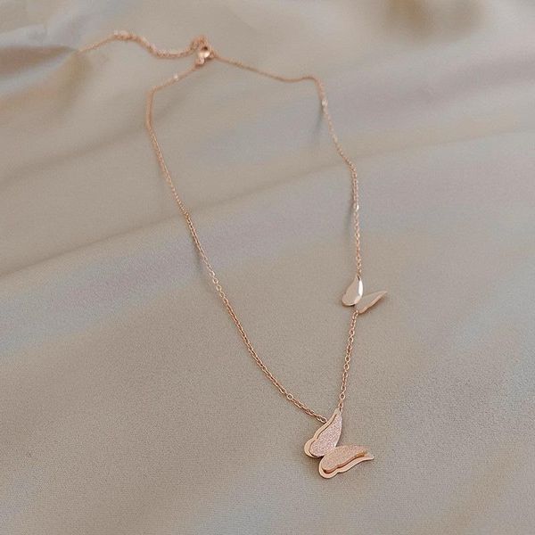 

pendant necklaces exquisite butterfly for women fashion rose gold simple all-matching wedding party jewelry gift ht156, Silver