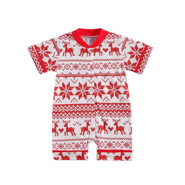 

jumpsuits 0-24m born baby boy girl christmas romper short sleeve single breasted print cotton one pieces jumpsuit xmas clothes, Blue