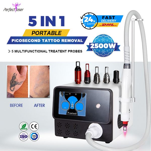

portable pico laser eyebrow tattoo removal 755nm picosecond laser honeycomb focused technology for spa 5 treatment probes four wavelengths a, Black