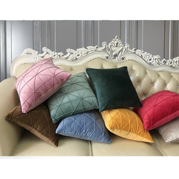 

cushion/decorative pillow simple solid color velvet pillows cover nordic luxury home decoration lattice cushion for sofa chair car throw pil