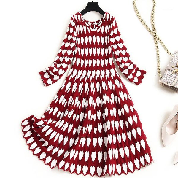 

casual dresses runway fashion women autumn winter geometric knit sweater dress long sleeve clothing knee length robe femme vestido, Black;gray