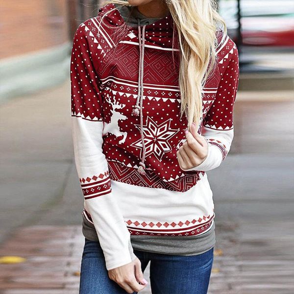 

women's hoodies & sweatshirts fashion christmas women elk snowflake print sweatshirt female ladies autumn winter long sleeve pullovers, Black