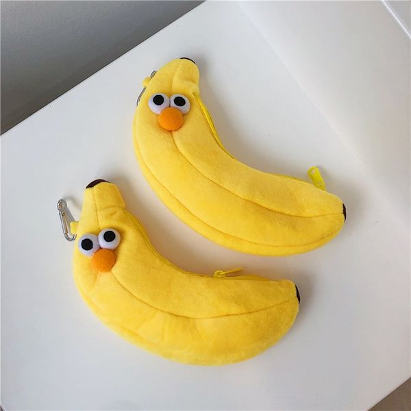 

w6d south korea ins bags storage box boxbig eyes banana plush pencil case storage bag cute cartoon student plush pencil case