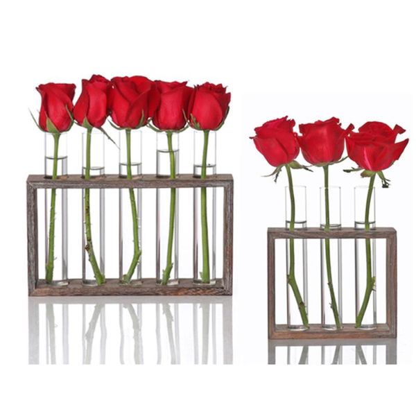

vases modern wood stand rack tableglass vase test tube planter flower pots terrarium for home office cafe decor