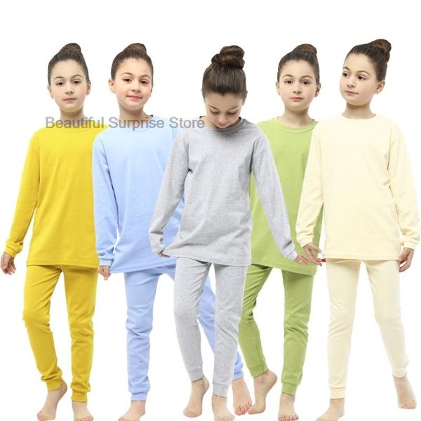 

pajamas kids boys girls pajama sets candy color solid long sleeve o-neck with pants toddler baby autumn sleeping clothing, Blue;red