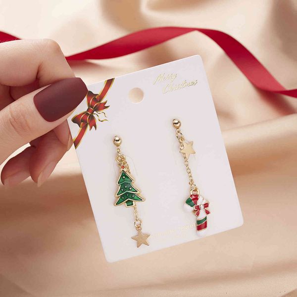 

christmas simple tree bell earrings asymmetric