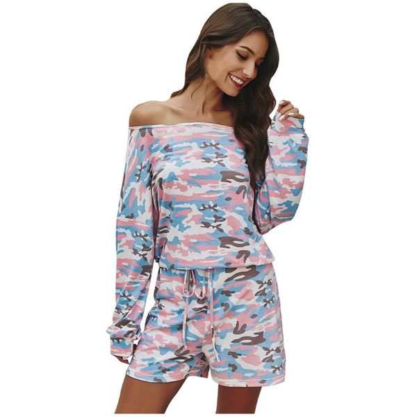

women's jumpsuits & rompers womens leopard print jumpsuit casual long sleeve o-neck short ladies playsuit off shoulder, Black;white