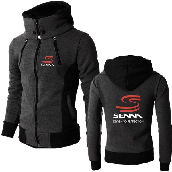 

men's hoodies & sweatshirts 2021 male jacket mclaren senna logo print custom made solid color man zipper hoodie slim comfortable men st, Black
