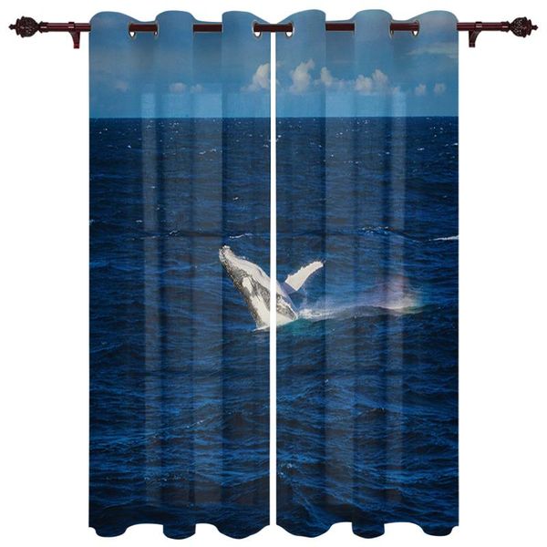 

exquisite home curtains ocean whale oil painting living room bedroom kitchen translucent polyester decorative curtain & drapes