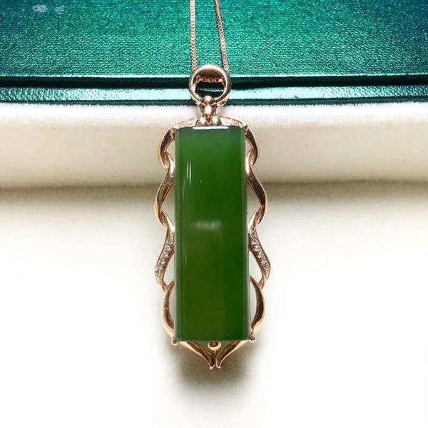 

lockets 18k gold inlaid with hetian jasper square pendantj10#, Silver