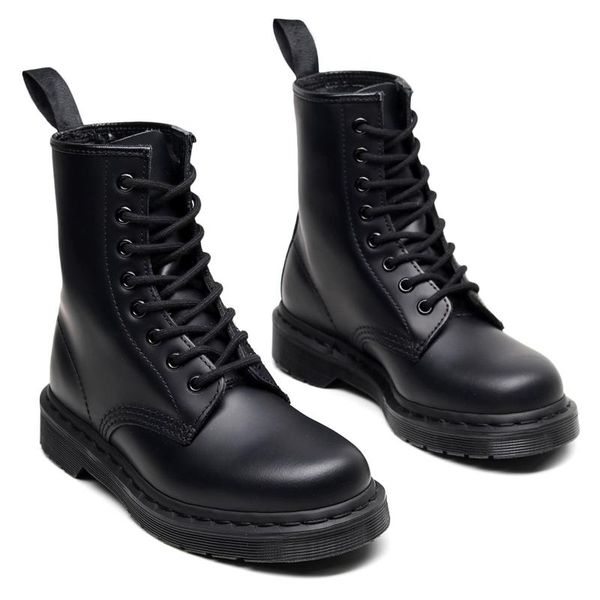 

smooth upper cow leather motorcycle boots women antiskid booties combat work shoes, Black