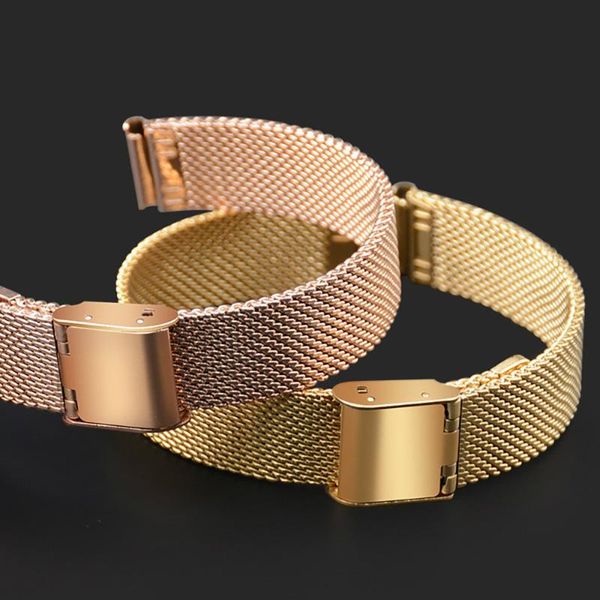

watch bands rose gold stainless steel mesh watchband band 22mm 20mm 18mm 16mm 14mm 12mm for man women bracelet starp on, Black;brown