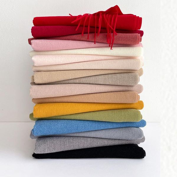 

scarves 2021 winter scarf women cashmere pashmina lady stoles print female warm shawls and wraps solid blanket luxury foulard, Blue;gray