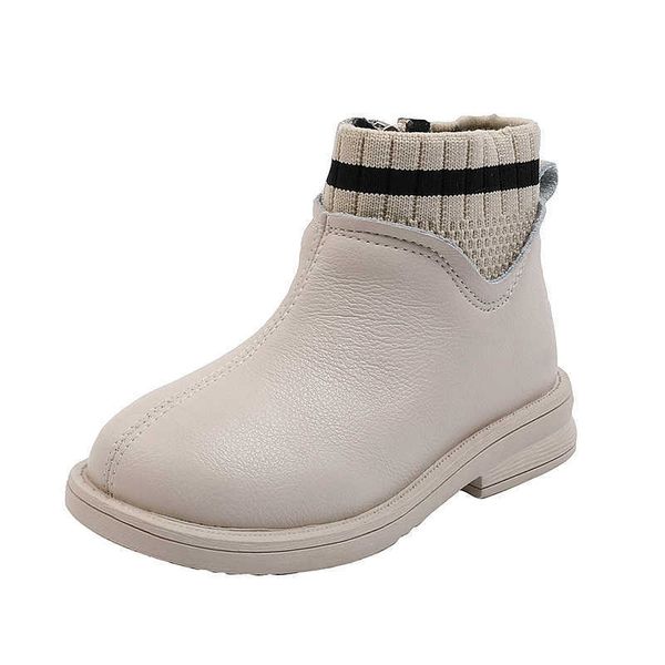 

girls martin boots autumn and winter children' leather boots british style baby princess plus cottont boots 210713, Black;grey