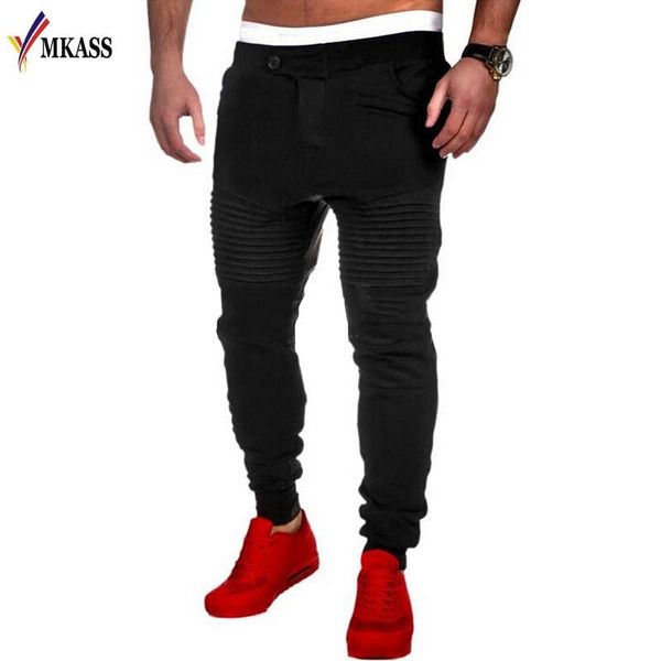 

men's pants fashion joggers sweatpants pleated simple men feet ninja trousers man cotton harem cozy casual, Black