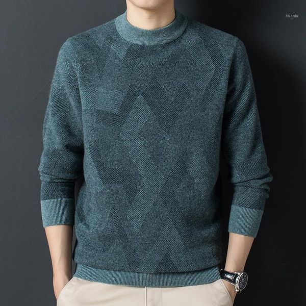 

men's sweaters 100 pure mountain cashmere sweater winter padded warm business plus size wool sweater., White;black