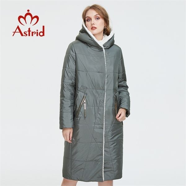 

astrid women's winter jacket female parkas long plush padded coat for women oversize warm clothing fur hooded outerwear 211011, Black