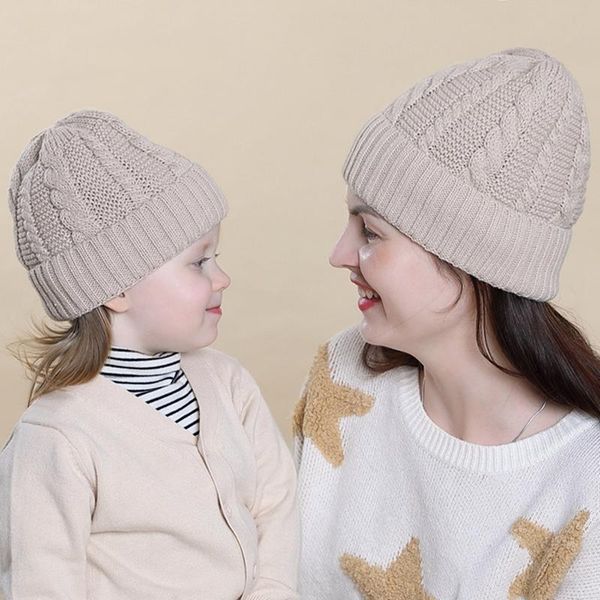 

caps & hats 2pc mom*baby kid cap infant born baby boy girl hat warm children autumn winter girls for kids toddler bonnet, Yellow