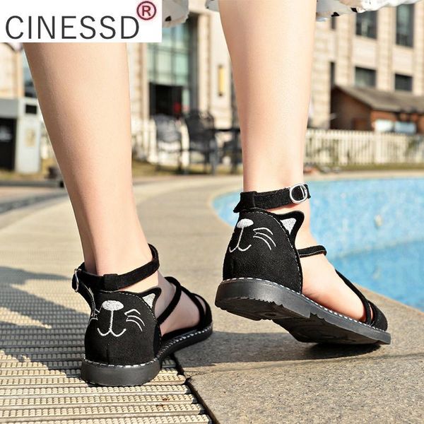 

sandals women 2021 summer shoes woman flat beach sandalias mujer chaussures femme sandalet 8031l, Black