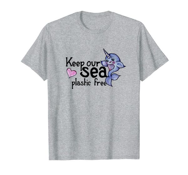 

keep our sea plastic cute narwhal t-shirt, White;black