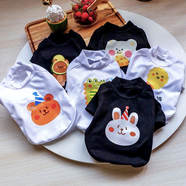 

straight pet spring and summer teddy dog clothes cartoon t-shirt diy stamping shirt