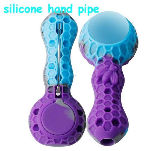 Tubi di tabacco da fumo Pipa da fumo di sigaretta in silicone Pipa da tasca a mano Olio Herb Bee Spoon Pipess all'ingrosso