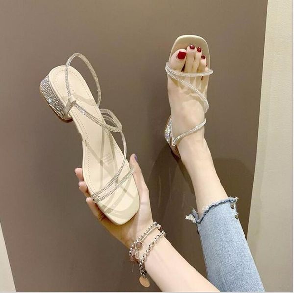 

women's high heels platform sandals fahion female summer crystals thick heel slipper ladies non-slip shoes zapatos de mujer, Black