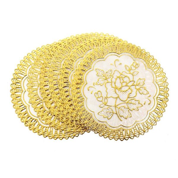 

mats & pads 6 exquisite gold-tone flower dinning table coasters set