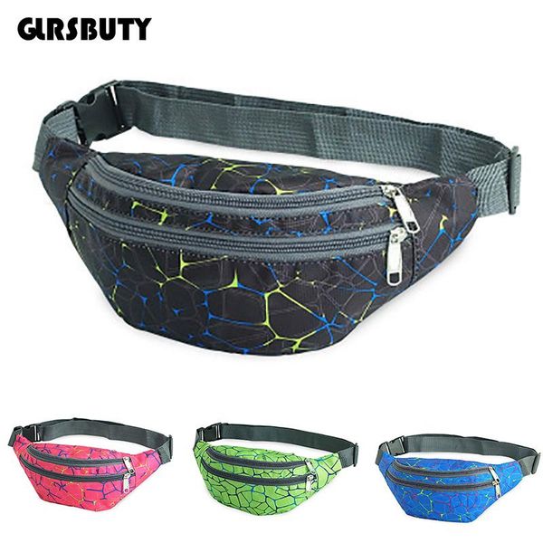 

waist bags glrsbuty women`s belt bag 2021 women fanny pack nylon men colorful travel bum hip phone zipper pouch packs