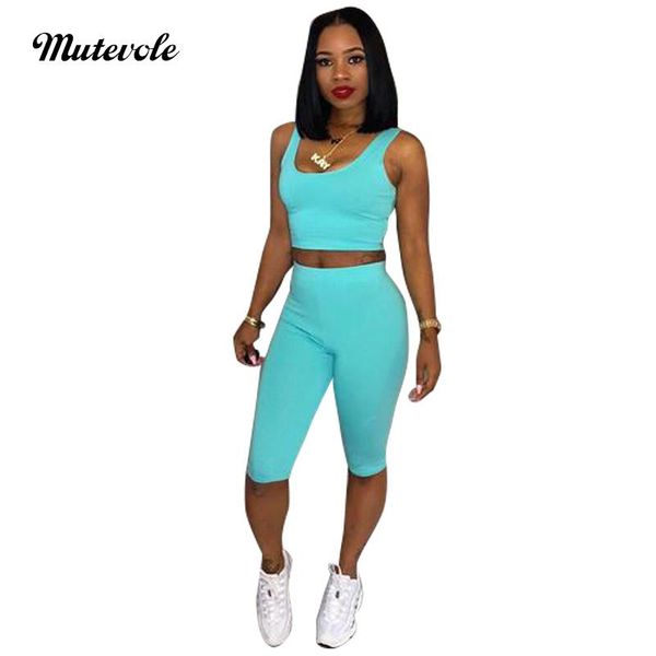 

mutevole summer bodycon two piece tracksuit outfit women crop and shorts 2 set casual sleeveless slim 2pcs women's tracksuits, Gray